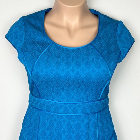 Adrianna Papell Womens Cap Sleeve Textured Sheath Dress Turquoise Blue size 14 - Picture 2 of 11